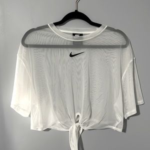 White Nike mesh crop top